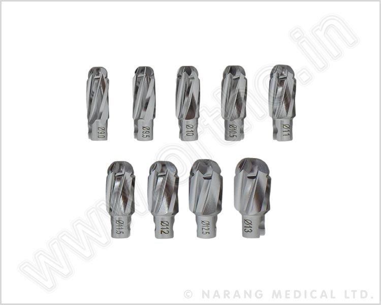 Reamer Heads (Medullary), 9, 9.5, 10, 10.5, 11, 11.5, 12, 12.5, 13mm, Set of 9 pieces