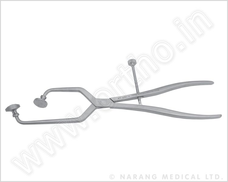 Q.302.14 - Pelvic Asymmetric Reduction Forcep with Spiked Disc Round Curved/Flat